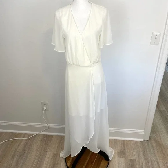 Show Me Your Mumu White Sophia Wrap Dress Size Medium New - Picture 3 of 16